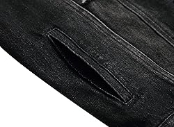 LAMKUKU Mens Denim Jacket Ripped Slim Jean Jacket