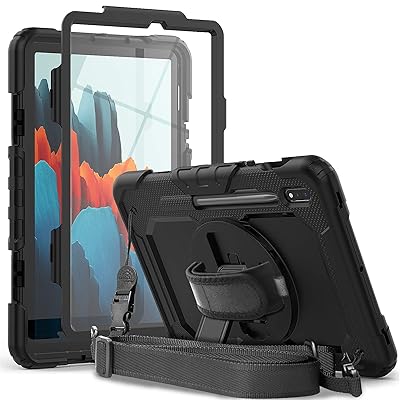 Samsung Galaxy Tab S7 Case SM-T870/T875/T878 | Herize Tab S7 Case 11 inch 2020 with S Pen Holder Screen Protector | Heavy Duty Shockproof Rugged Silcone Protective Cover W/ Stand Shoulder Strap