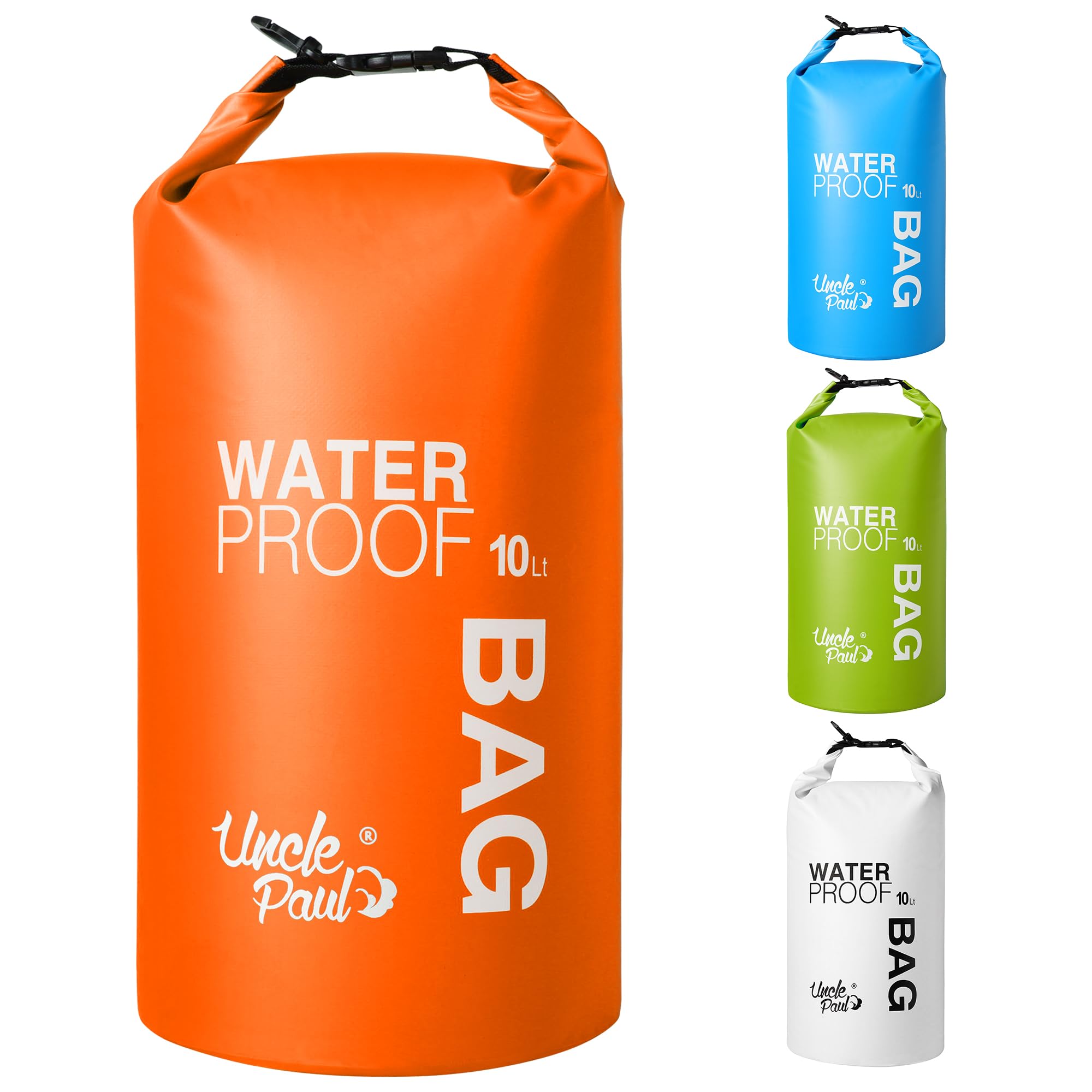 Uncle Paul Boat Dry Bags - Belongings Protection Waterproof Bag for Outdoor Drifting Boating Kayaking Fishing Rafting Swimming Camping Canoeing Surfing Mandarin Orange 10 Literes(2.2 UK gal)