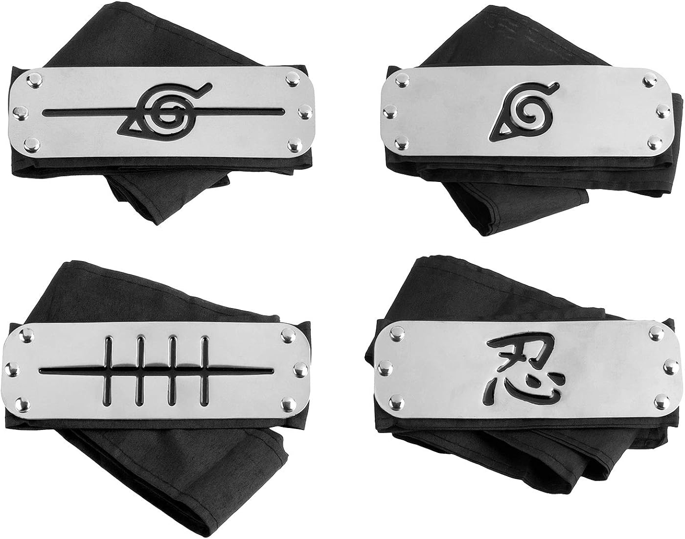4 Pack Naruto Headband Metal Plate Japanese Naruto Headband Leaf Village Headband