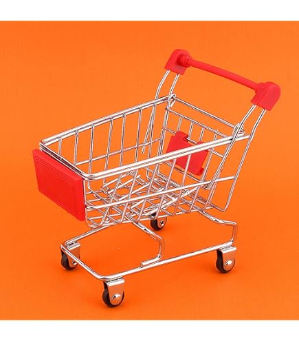 ANKROYU – Lot De 2 Mini Chariots De Supermarché – Fer Et Plastique, Décoration Maison De Poupée, Jouets Enfants
