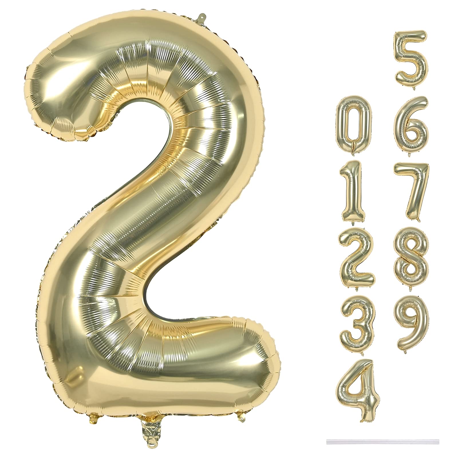 Photo 1 of 40 Inch Balloon Number 2 Champagne Gold, Large Foil Light Gold Number Balloons Set 0-9 for Women Men, Digital 2 Helium Balloons for Boys Girls 2nd Birthday Anniversary Graduation Party Decorations