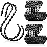 Sratte 60 Pcs S Hooks for Hanging 1.8 Inch Heavy Duty S Hooks Bulk Curtain Hanging Connectors Mini S Shaped Hangers Ornament for Plants Pots Pans Mugs DIY Jewelry (Black)