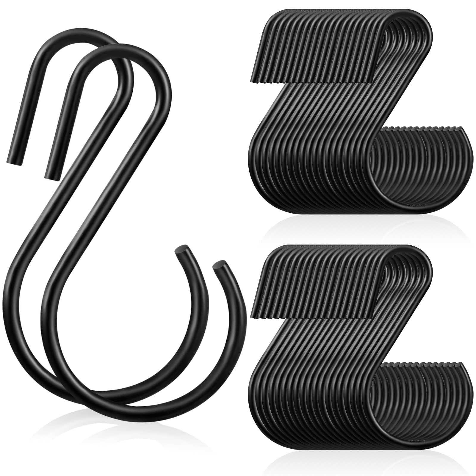 Photo 1 of Sratte 60 Pcs S Hooks for Hanging 1.8 Inch Heavy Duty S Hooks Bulk Curtain Hanging Connectors Mini S Shaped Hangers Ornament for Plants Pots Pans Mugs DIY Jewelry (Black)