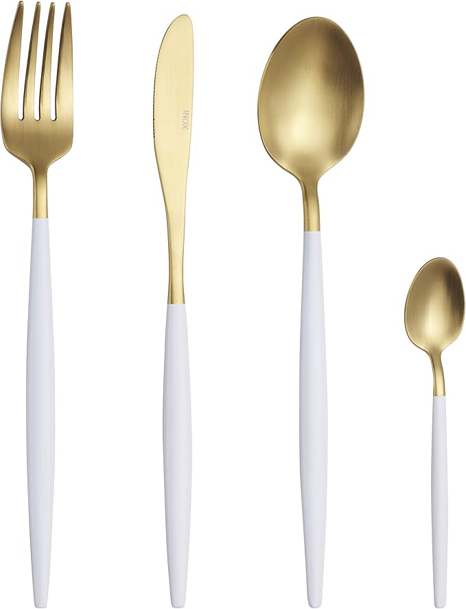 EXZACT Besteckset 16 Stück Edelstahl - Schlanke Griffe, Modernes