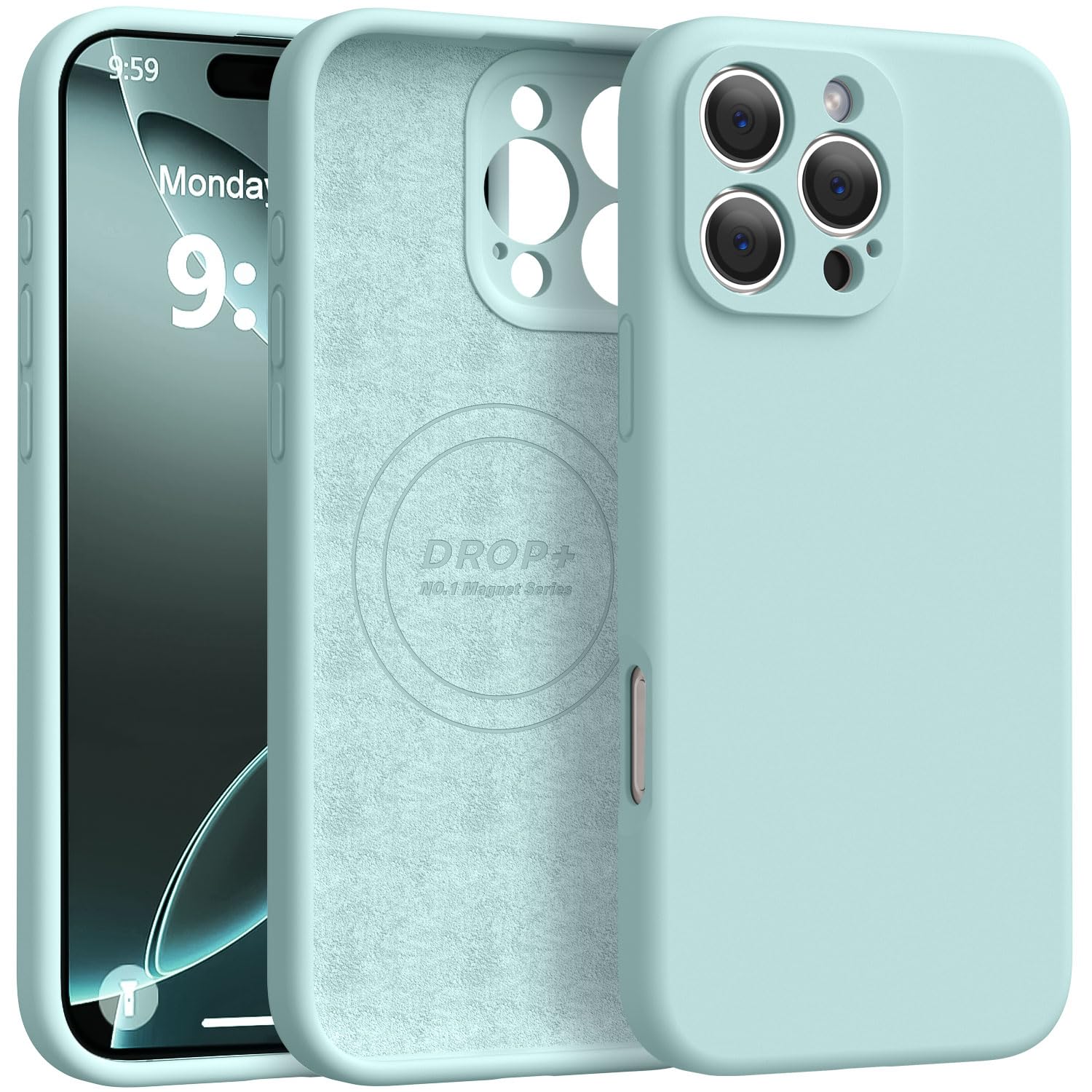 Photo 1 of Ktele Magnetic for iPhone 16 Pro Case [Compatible with Magsafe] [Premium Silicone Satin-Smooth Touch] Slim Shockproof Anti-Scratch Microfiber Lining Case, 6.3 inch, Mint