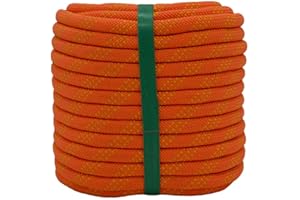 YUZENET Braided Polyester Arborist Rigging Rope (3/8 inch X 100 feet) High Strength Outdoor Rope for Tree Climbing Hiking Camping Swing, Orange