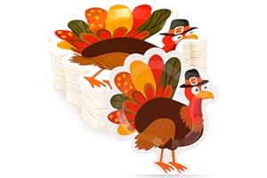 Sieral 100 Pcs Turkey Thanksgiving Paper Plates Bulk 10.24 x 9 Inches Turkey Large Disposable Dinner Plates Thanksgiving Party Supplies Fall Party Decorations Dinnerware