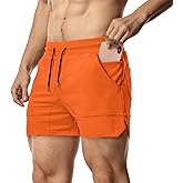 EVERWORTH Men's Solid Gym Workout Shorts Bodybuilding Running Fitted Training Jogging Short Pants with Zipper Pocket 3 Colors