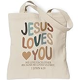 TOTEUSVIA Christian Tote Bag for Women, Church Bible Canvas Bag with Inner Pocket for Churchgoers