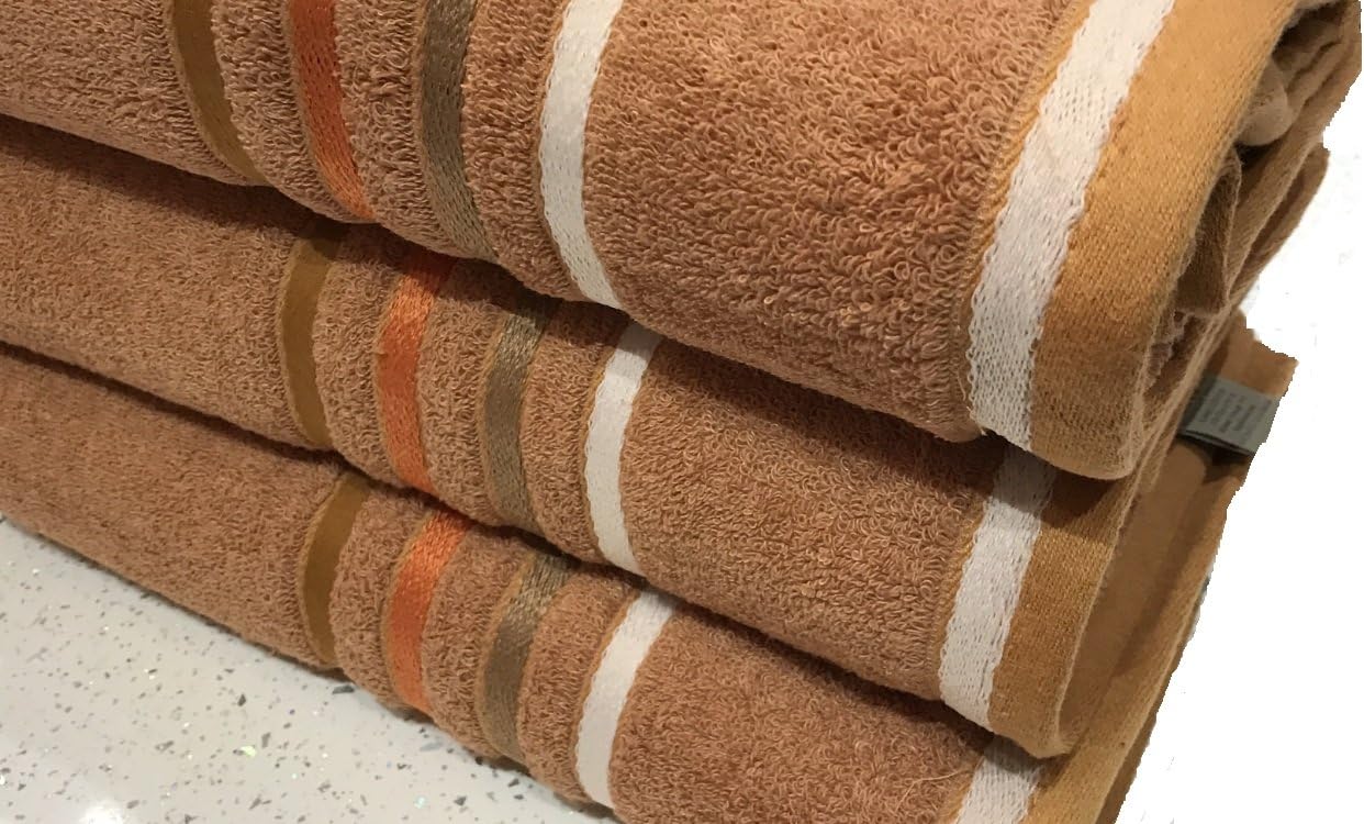 Satin Stripe Hand Towel Egyptian Cotton 550 GSM Orange