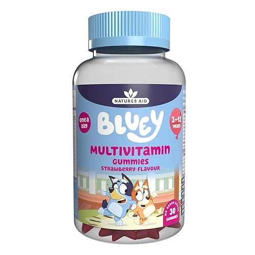 Bluey Kids Multivitamin Gummies - 14 Essential Vitamins & Minerals to Support Growing Bodies, Immunity & Tiredness - Strawberry, No Added Sugar, Vegan, Gluten Free - 30 Gummys for Children Ages 3-12