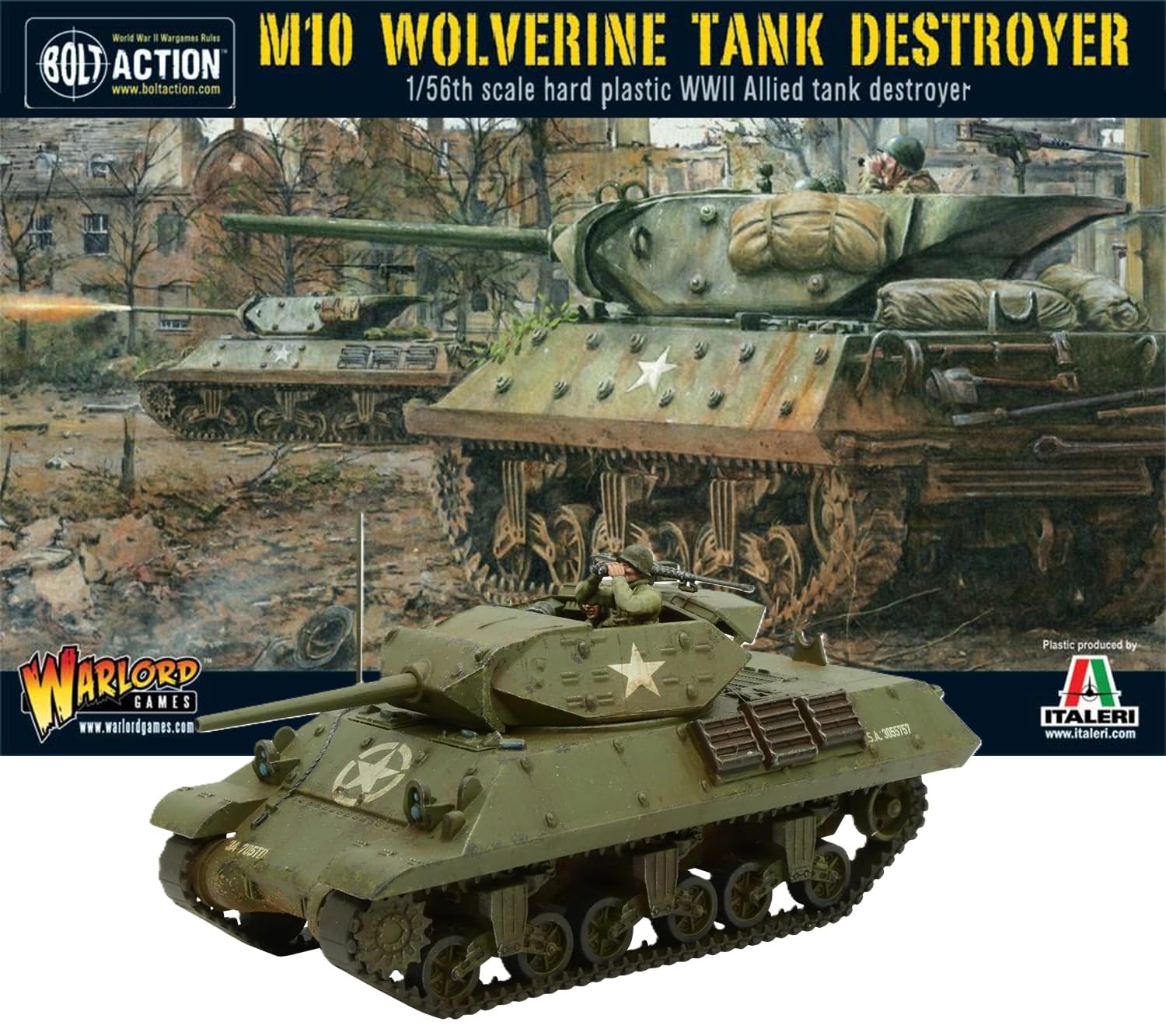 Warlord Games M10 Tank Destroyer/Wolverine - 1:56 / 28mm Plastic US Army Scale Model Tank For Bolt Action Highly Detailed World War 2 Miniatures