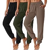 Velvelhall 3 Pack Women's Sweatpants with Pocket, High Waisted Drawstring Jogger Pants Cinch Bottom Casual Baggy Trousers