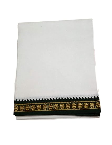 White Rich Cotton Lungi. Soft Cotton Material, Narrow Border. Length 2.00 MTS.