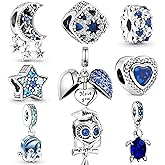 9 Pack Silver Spacer Beads Charms fit Bracelet, Heart Beads DIY Jewelry Gifts Women