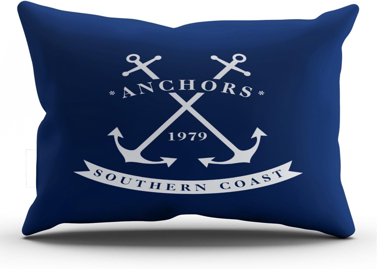 Boitty Pillow Case Navy Blue Nautical with Anchor Label Pillowcases Personalized Decorative Cute Throw Pillow Covers Cases Lumbar 12x24 Inches One Side