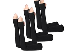 Jeere 3 Pairs Arm Warmer Long Fingerless Gloves for Women Winter Cotton Thermal Arm Sleeves 23.6 Inch With Thumb Hole