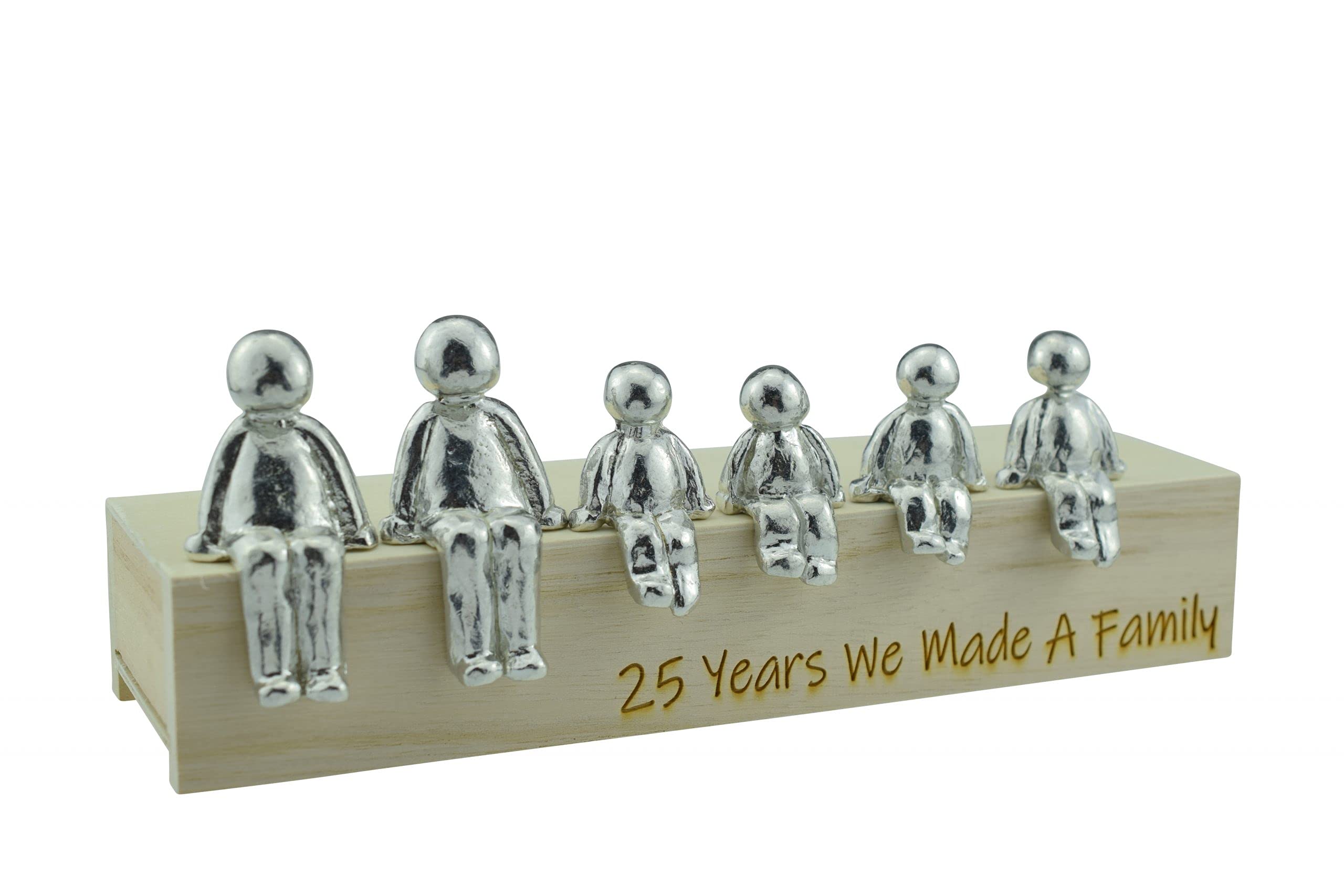 Pirantin 25th Anniversary Idea - 25 Years We Made A Family Metal Ornament - Choose Your Family Combination Box & Woodgrain May Vary(4 Children)