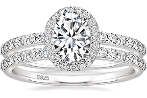 EAMTI 1.5CT 925 Sterling Silver Cubic Zirconia Bridal Rings Sets Oval Cut CZ Engagement Rings Wedding Band for Women Size 4-10