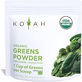KOYAH - Organic Greens Blend Powder, Freeze-Dried: 30 Servings | 1 Scoop = 1 Cup Fresh, Whole-Food Powder, 100% Pure, No Additives
