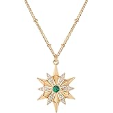 Fettero Gold Necklace for Women,14K Gold Plated Charm Necklaces for Women Gemstone Pendant Necklace Non Tarnish Gold Necklaces Jewelry