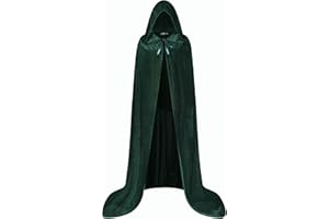 Giftdigger Men Women Velvet Cloak with Hood,Adult Velvet Cape with Hood,Renaissance Halloween Witch Costume,Wizard Cloak