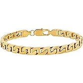 Men's Stainless Steel Gold-Tone 9.5" Flat Mariner Chain Bracelet