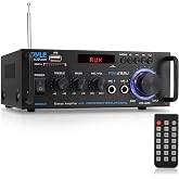 Pyle 200W Stereo Power Amplifier with Bluetooth - Dual Channel Audio Receiver - LED Display - RCA - USB - SD - MIC IN - FM Radio - AUX Input - Perfect for Home &amp; Computer Audio - PDA29BU.5