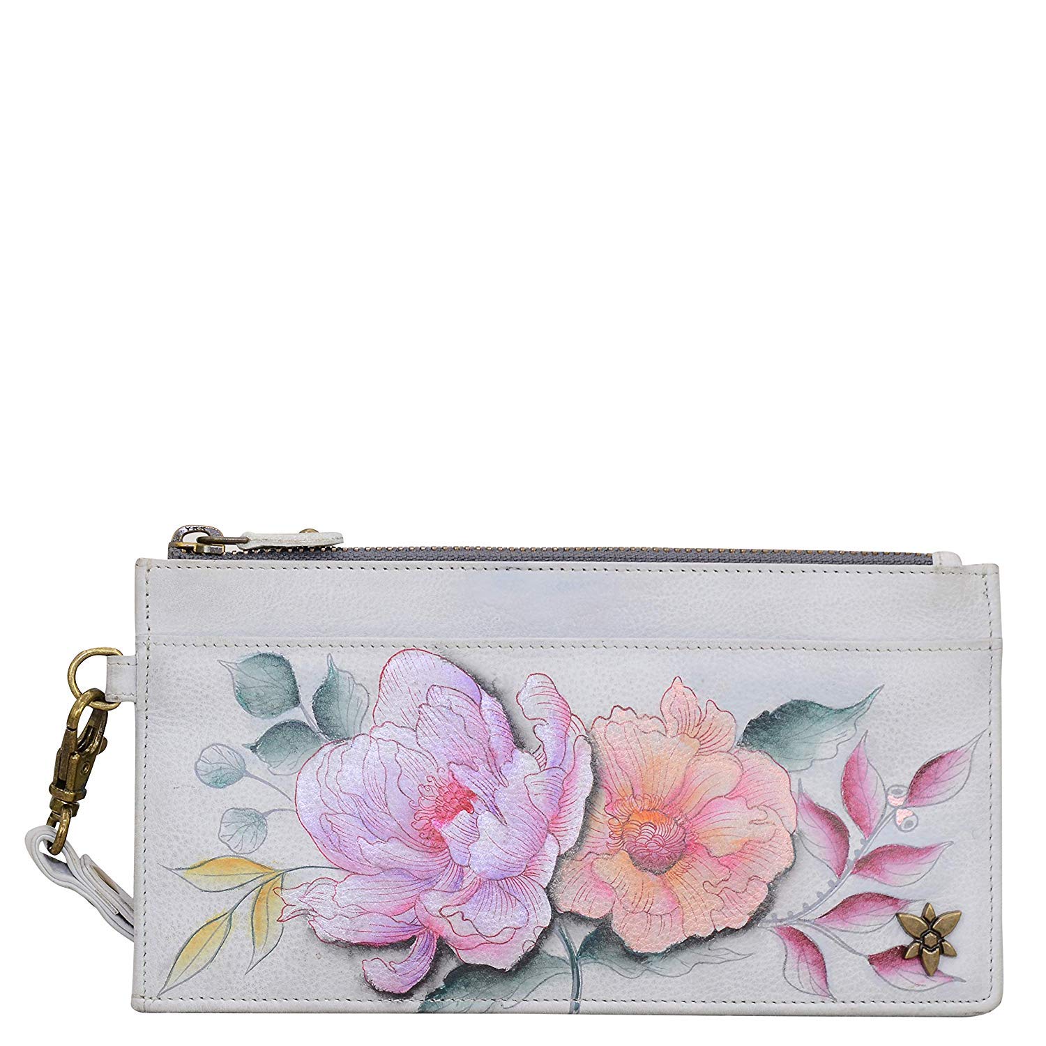 Anuschka Women’s Original Hand-Painted Leather RFID Blocking Organizer Wristlet, Bel Fiori