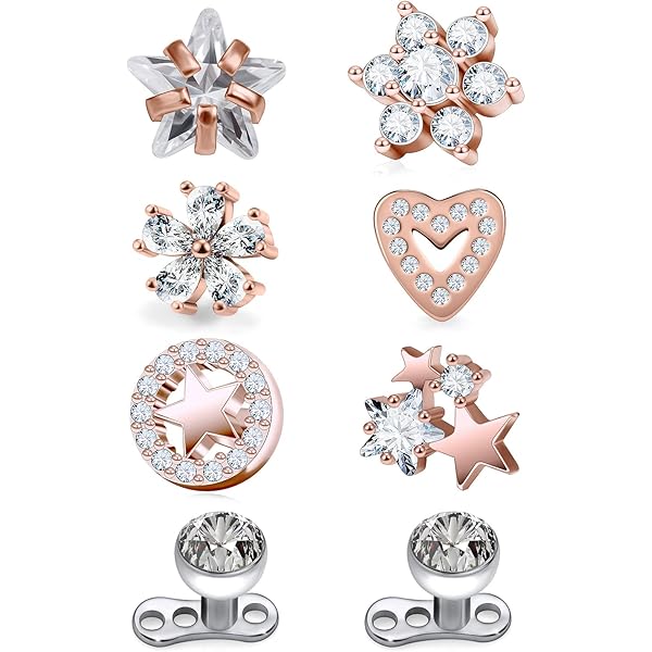 Amazon.com: FIFTH CUE 14G Five Pear CZ Flower 316L Surgical Steel