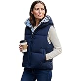 solomate Reversible Womens Winter Cropped Puffer Vest Sleeveless Fleece Lined Jacket Zipper Hoodie Short Coat