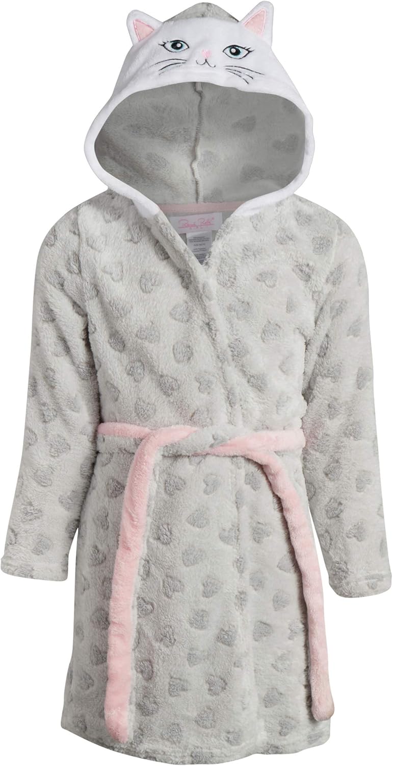 Rene Rofe Girls’ Soft Fleece Lined Robe with Animal Hood: Clothing