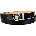 Sam Edelman Women's Fully Adjustable Fashion Plaque Buckle Leather Belt for Jeans, Trousers and Dresses