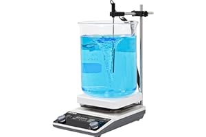 LACHOI 6.7 Inch Magnetic Stirrer Hot Plate Max 20L Stirring Capacity LCD Display Magnetic Stir Plate Max Temp. 350℃/662°F Hotplate Stirrer 2000RPM,Stir Bar&Temp Probe Sensor&Support Stand Included