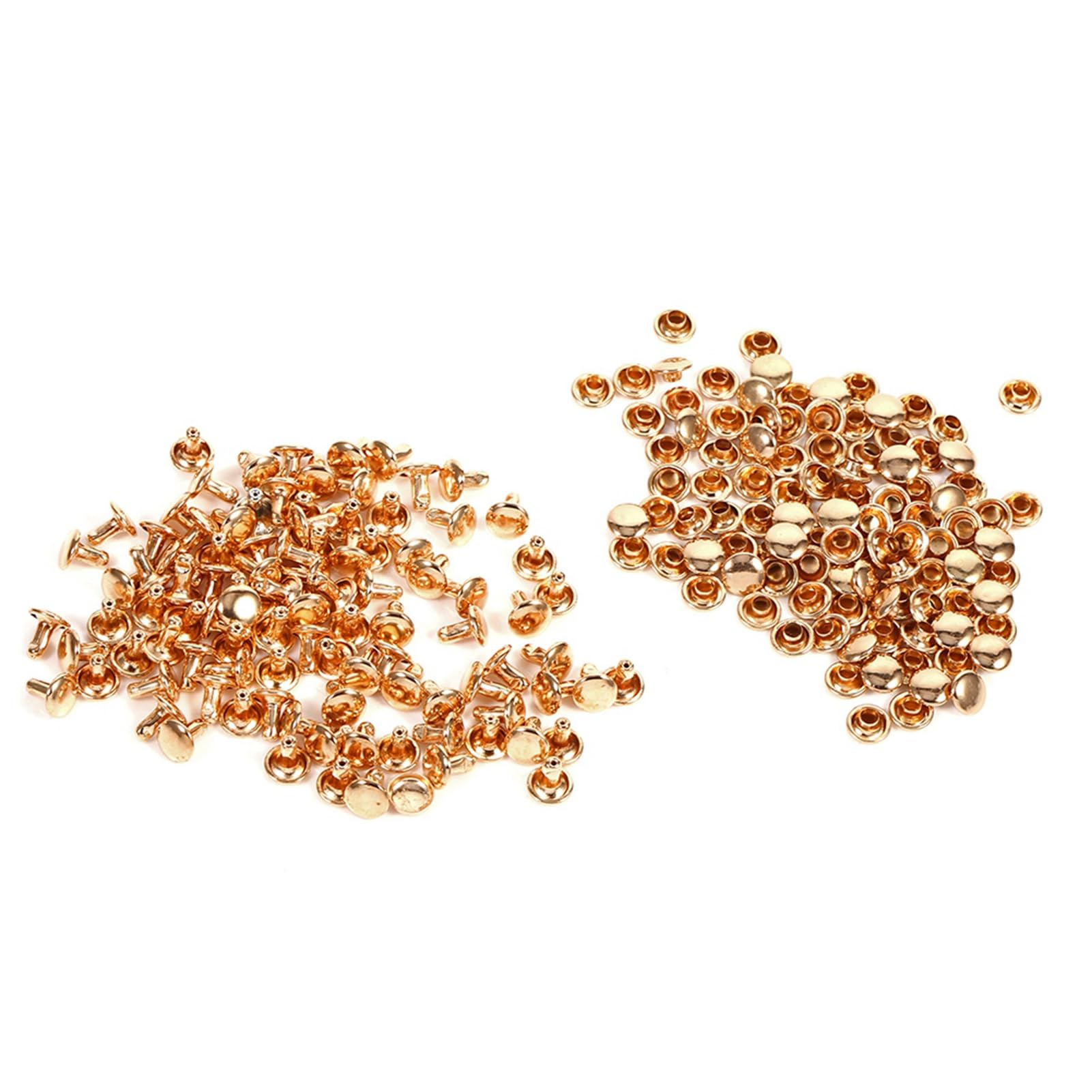 100Sets Leather Rivets Double Cap Rivet Tubular Metal Studs for Repairs Decoration (Gold)