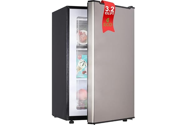 Upright Freezer, 3.2 Cu Ft Mini Small Freezer for 1-2 People, Portable Compact Freezer with 3 Plastic Baffles, 4D Cooling & 40dB Ultra-Quiet, Fast Freeze (-13Â°F) - Silver