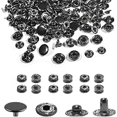 50Sets Snap Button Kit, 10mm Leather Snaps Fasteners, Metal Button Press Studs for Fabric Leather Bag Clothes Jackets Bracelets DIY for Sewing Accessories (Black)
