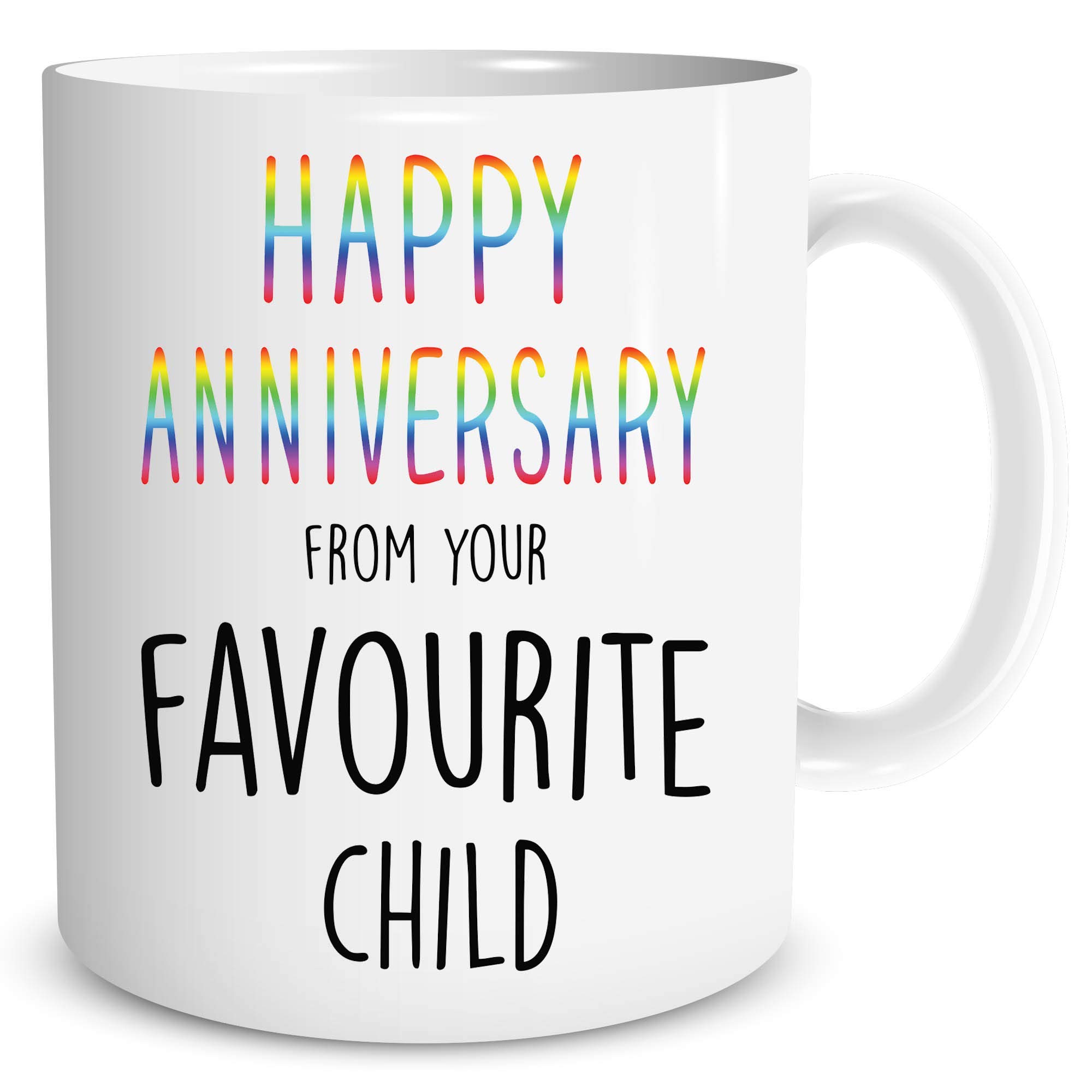 Anniversary Gift Coffee Mug Mum Dad from Your Favourite Child Tea Cup Present Happy Anniversary Ceramic Mugs Coffee Cup Gift WSDMUG1214