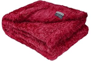 MACEVIA Fluffy Fleece Dog Blankets, Warm Soft Fuzzy Pets Blankets for Puppy, Small, Medium, Large Dogs and Cats, Plush Pet Throws for Bed, Couch, Sofa, Travel (24x29 Inch, Wine)