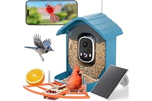 UHAOO Smart Bird Feeder with Camera Solar Powered for Outside Birdhouse with Camera, AI Identify Birds Species, FHD Live Video, Instant Arrival Alerts, Ideal Gift for Bird Lovers or Family