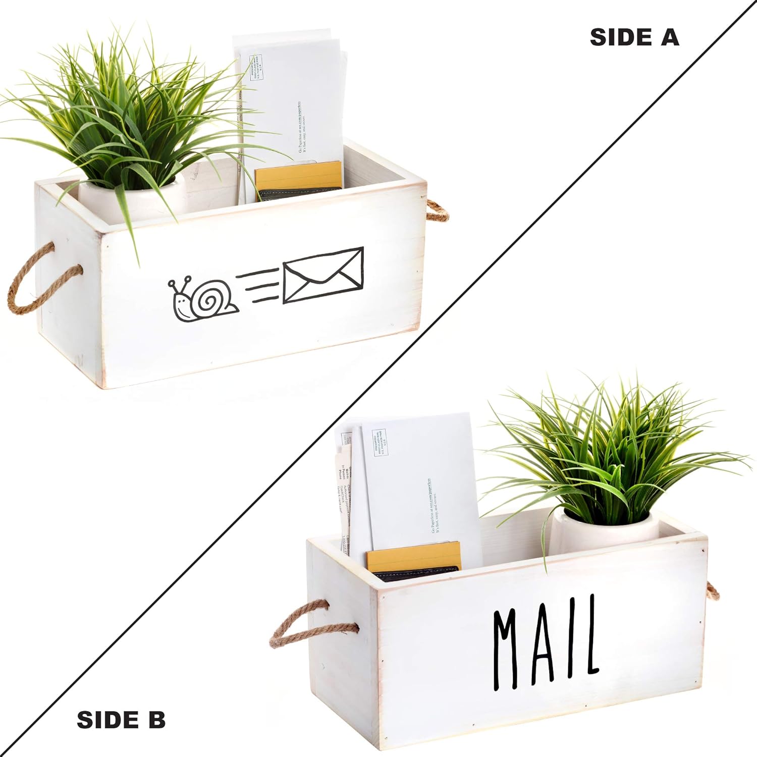 MAINEVENT Rustic Mail Organizer Decorative Wooden Mail