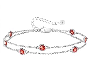 LOUISA SECRET Birthstone Bracelets for Women, 925 Sterling Silver Charm Link Double Strand Bracelet, Birthday Anniversary Christmas Jewelry Gifts for Wife Girlfriend Mother her…