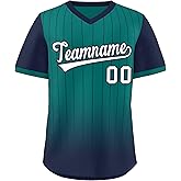 Custom V-Neck Baseball Jersey Hip Hop Sports Stripe Baseball Shirts Personalized Name Number for Men/Women/Youth