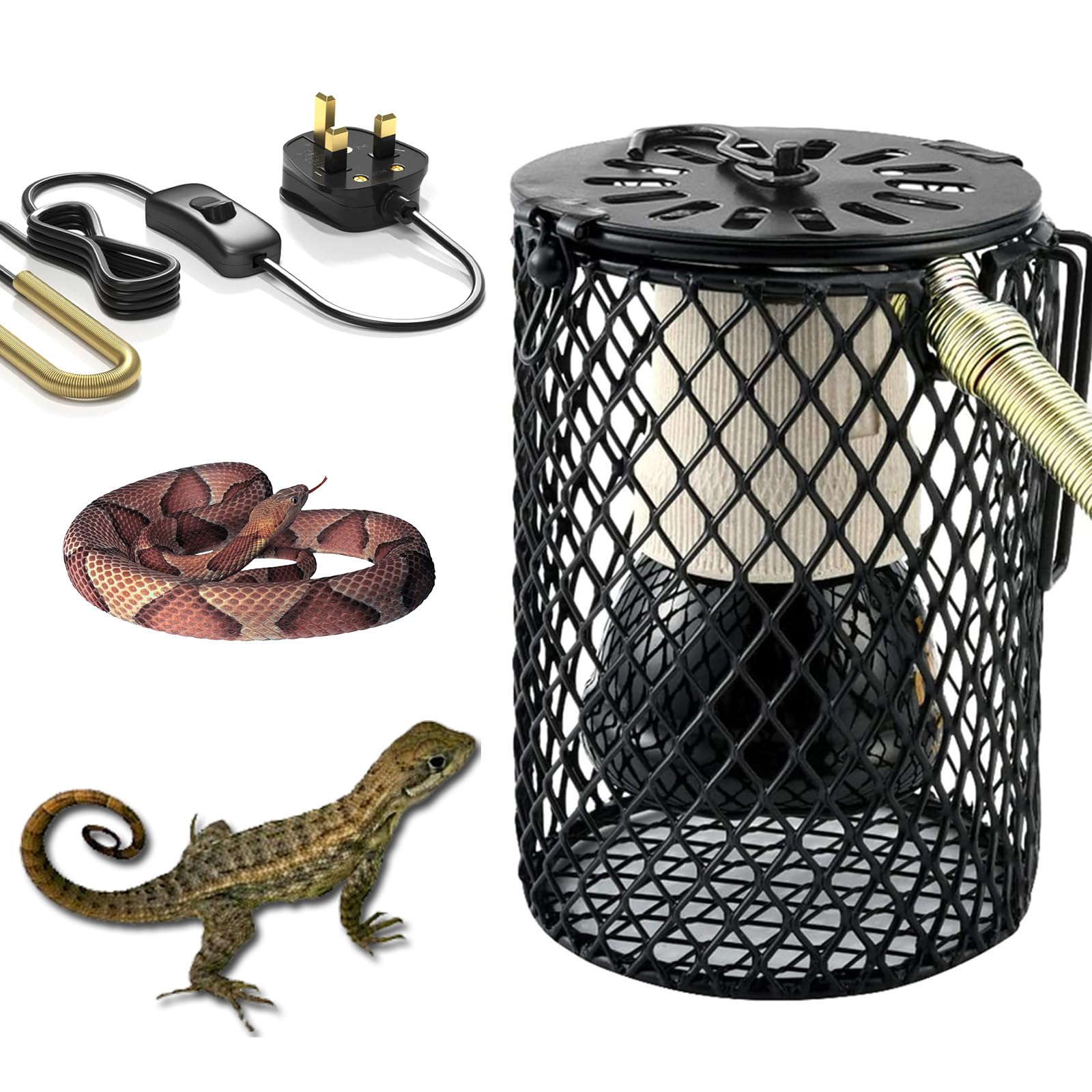 MetalNuts Reptile Heat Lamp - 100W Ceramic Holder for Tortoise, Lizard, Snake With Safe Infrared Heater - Perfect for Terrariums