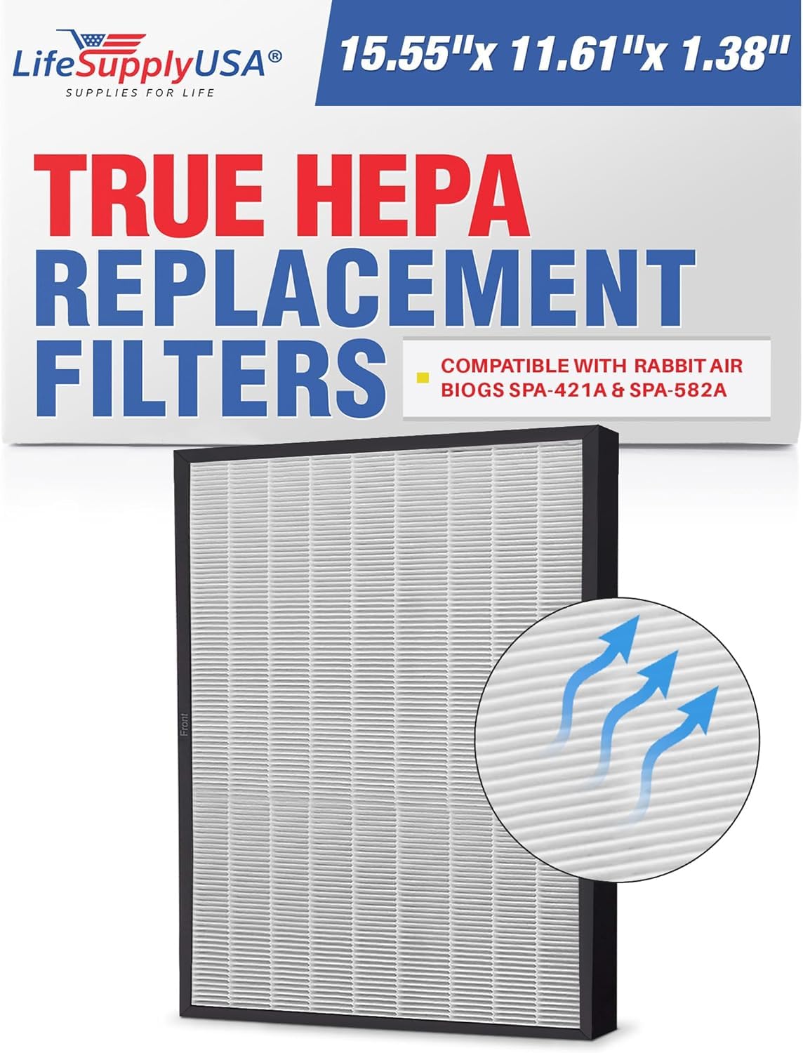 Photo 1 of LifeSupplyUSA True HEPA Filter Replacement Compatible with Rabbit Air BioGS SPA-421A & SPA-582A Air Purifier