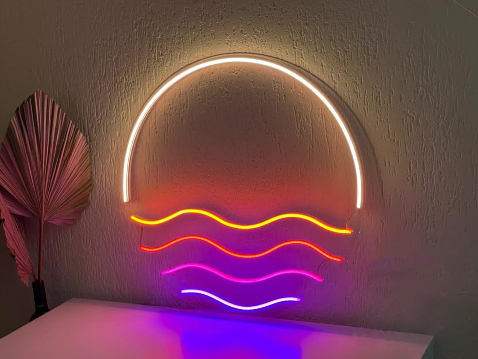 Ulalaza LED Decorative Lights USB Interface Mountains Sunrise Sunset Led Neon Signs Home Decoration Wall Art Christmas Brightness Adjustable 38X38cm — image 1