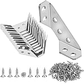 12-Pack Corner Brackets for Wood Frame, L Bracket Metal Angle Corner Braces | Universal Stainless Steel, Hardware Corner Connectors with Screws for Wooden Furniture, Drawers, Cabinets, Tables and Chairs