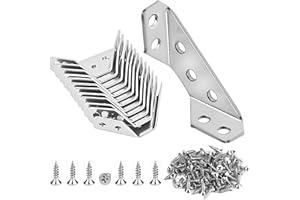 STLISUYMX 12-Pack Premium Stainless Steel Corner Brackets for Wood Frame, Universal Metal Hardware Corner Braces with Screws, Wooden Furniture Corner Connectors Such as Drawers, Cabinets, Tables and Chairs