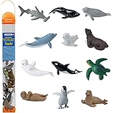 Safari Ltd. Baby Sea Life TOOB - Figurines: Harp Seal, Beluga, Penguin, Dolphin, Orca, Shark, Manatee, Turtle, Walrus, Sea Lion, Otter - Educational Toy Figures For Boys, Girls & Kids Ages 3+